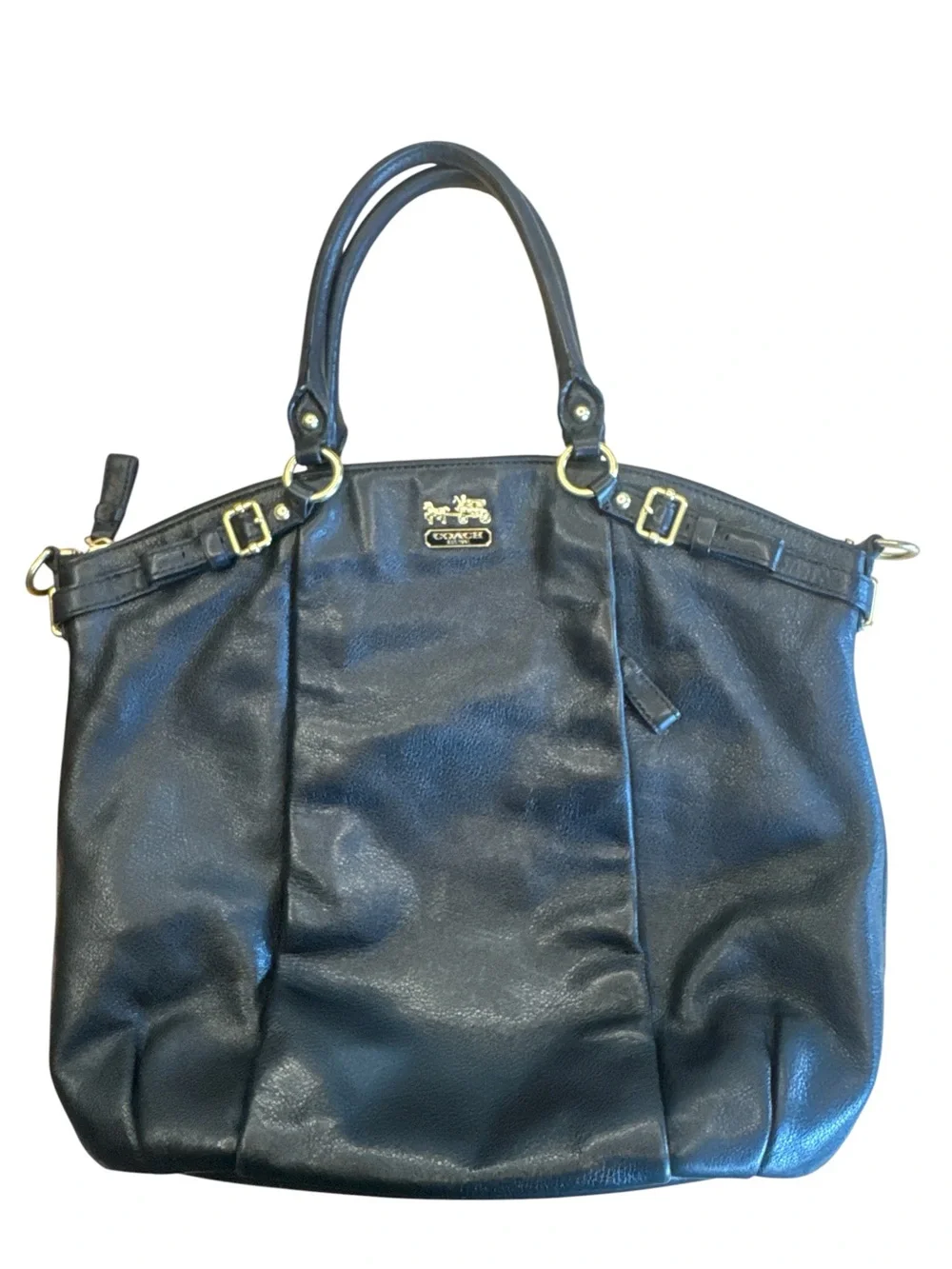 Coach Madison Lindsey Satchel Black Leather missing crossbody strap